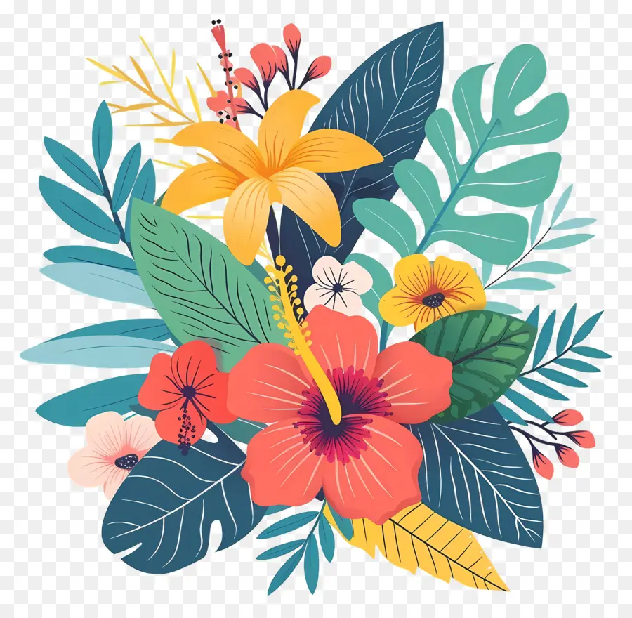 Fleurs Tropicales，Conception Florale Tropicale PNG