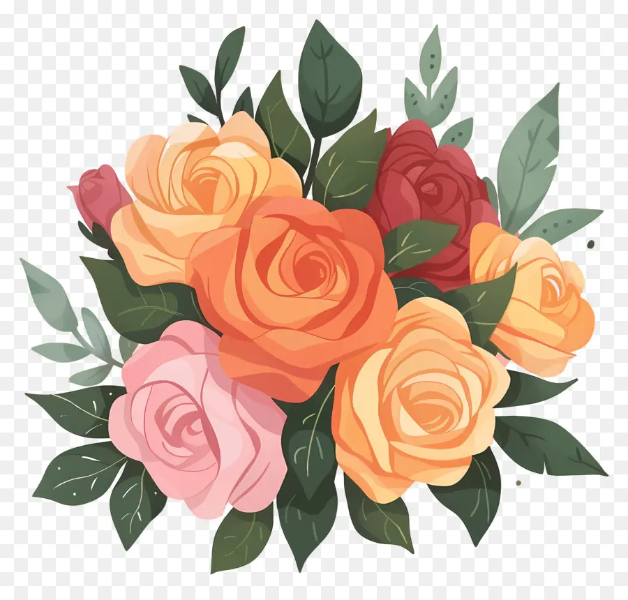 Fleur Rose，Roses Oranges PNG