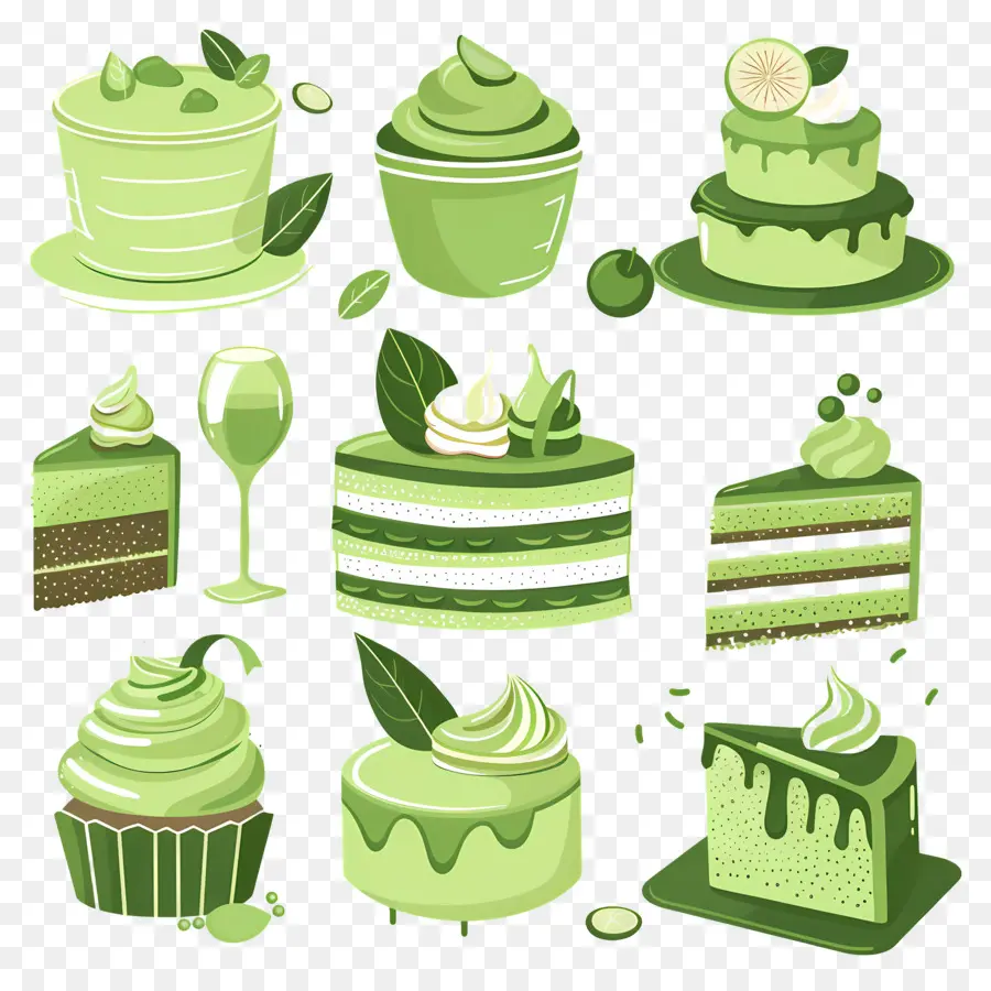 Desserts Au Matcha，Bonbons Verts PNG