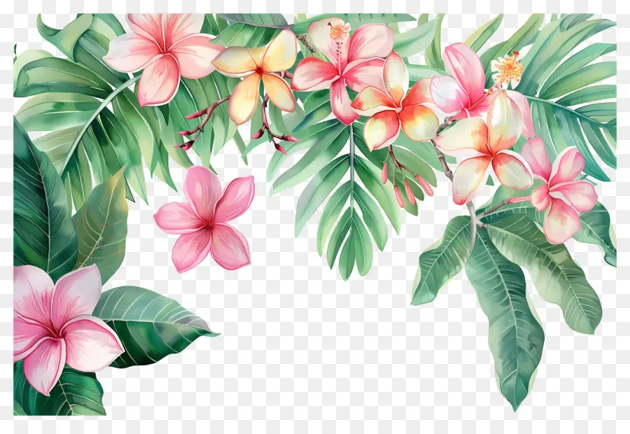 Fleurs Aquarelles，Fleurs Tropicales PNG