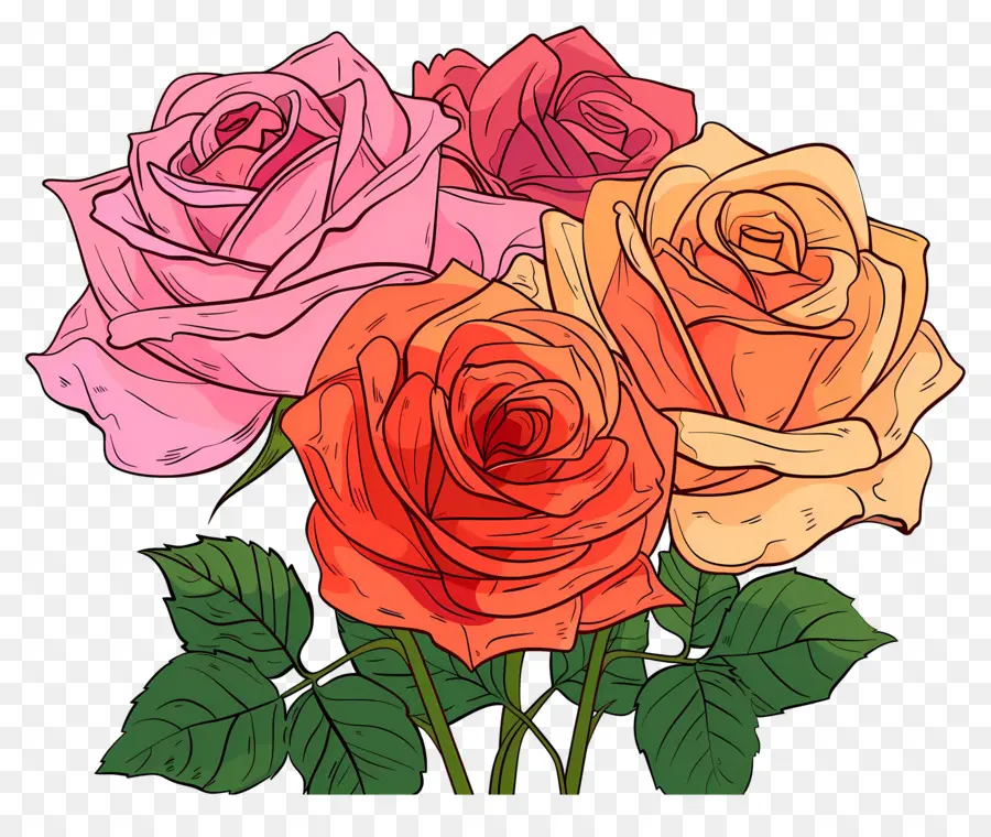 Fleur Rose，Roses Oranges PNG