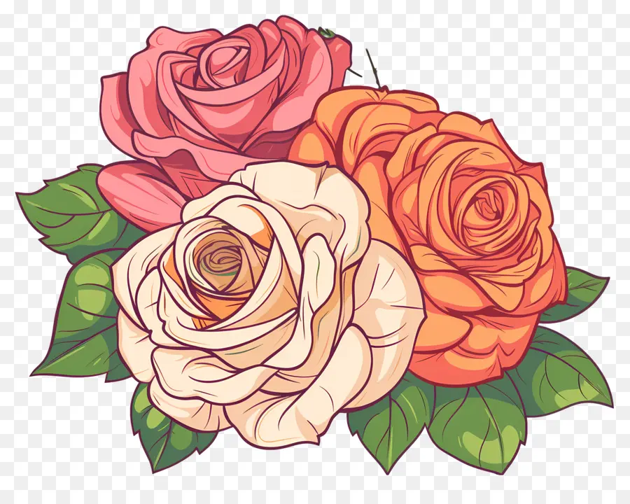 Fleur Rose，Roses Colorées PNG