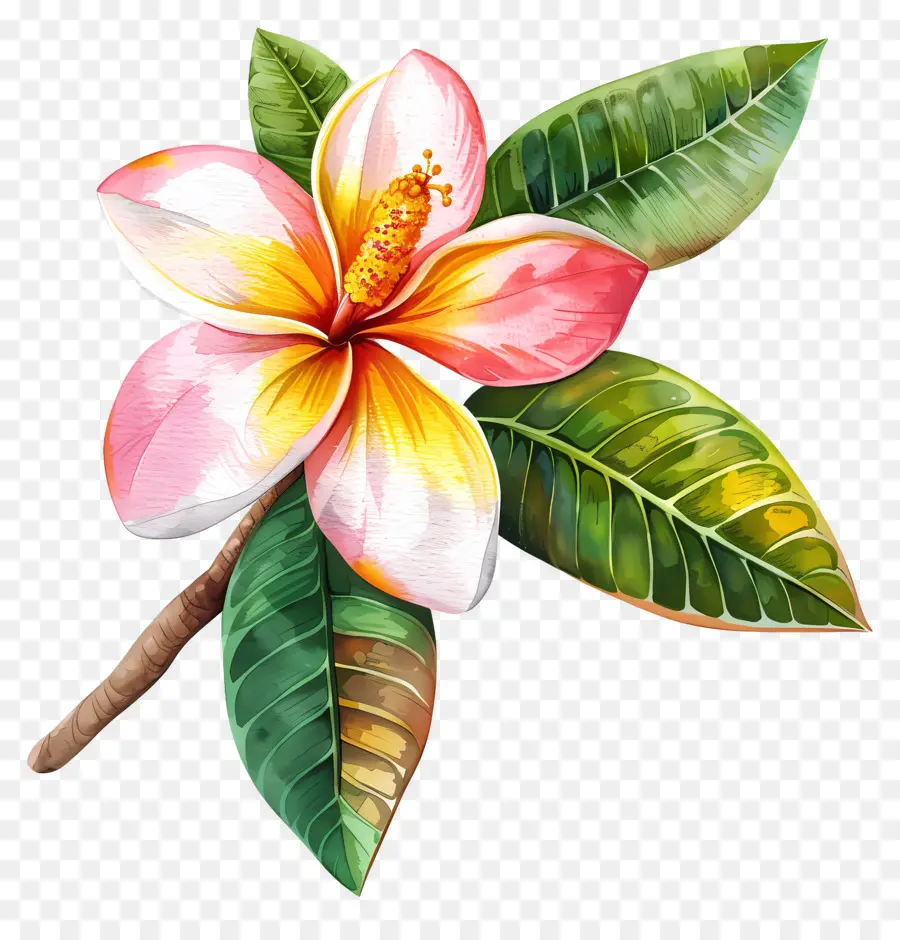 Fleur De Pluméria，Feuilles PNG