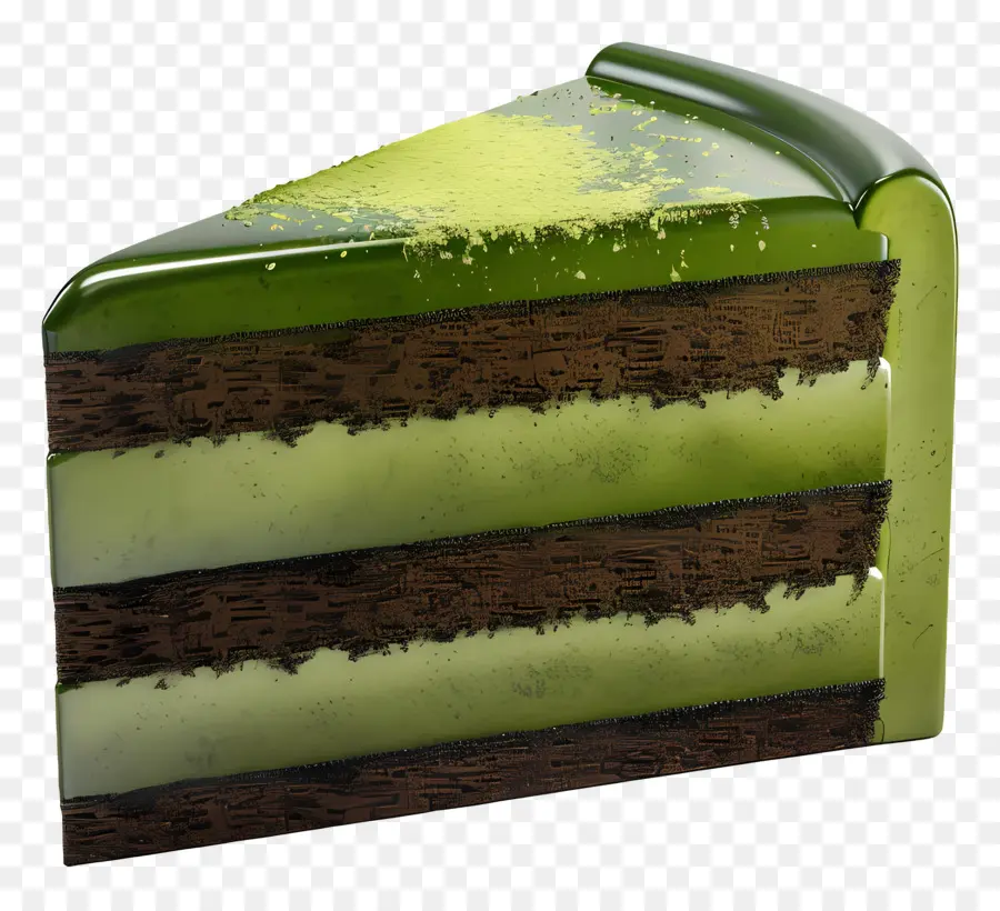 Gâteau 3d，Tranche De Gâteau Étagé Au Chocolat Vert PNG