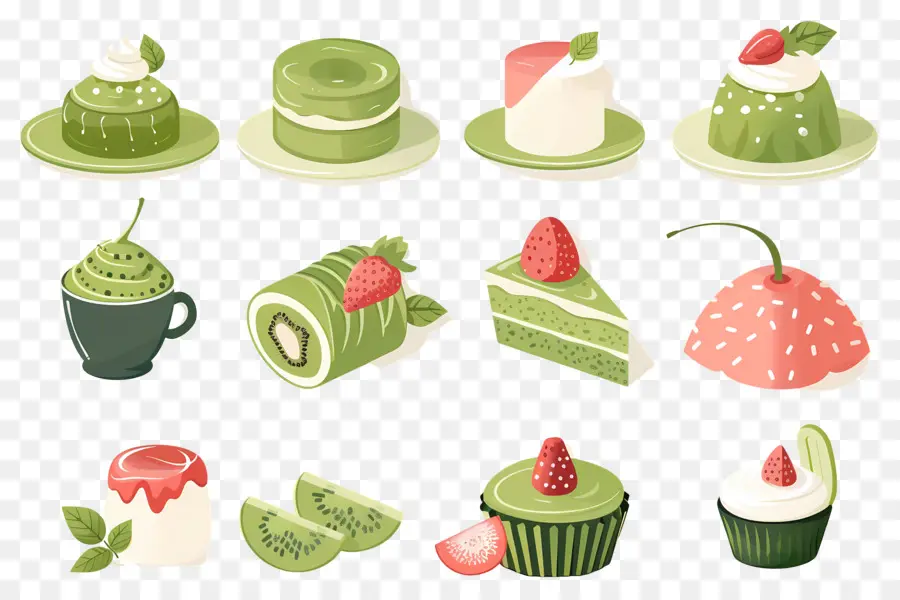 Dessert Au Matcha，Petits Gâteaux Verts PNG