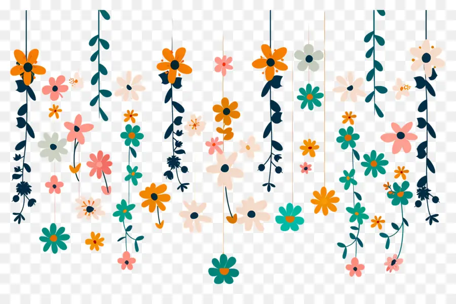 Fleurs Suspendues，Guirlande Florale Suspendue PNG