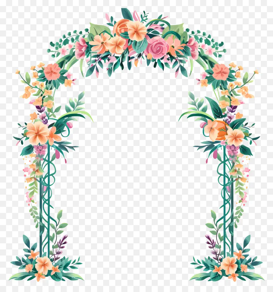 Arche De Mariage，Arche Florale Avec Roses Roses PNG