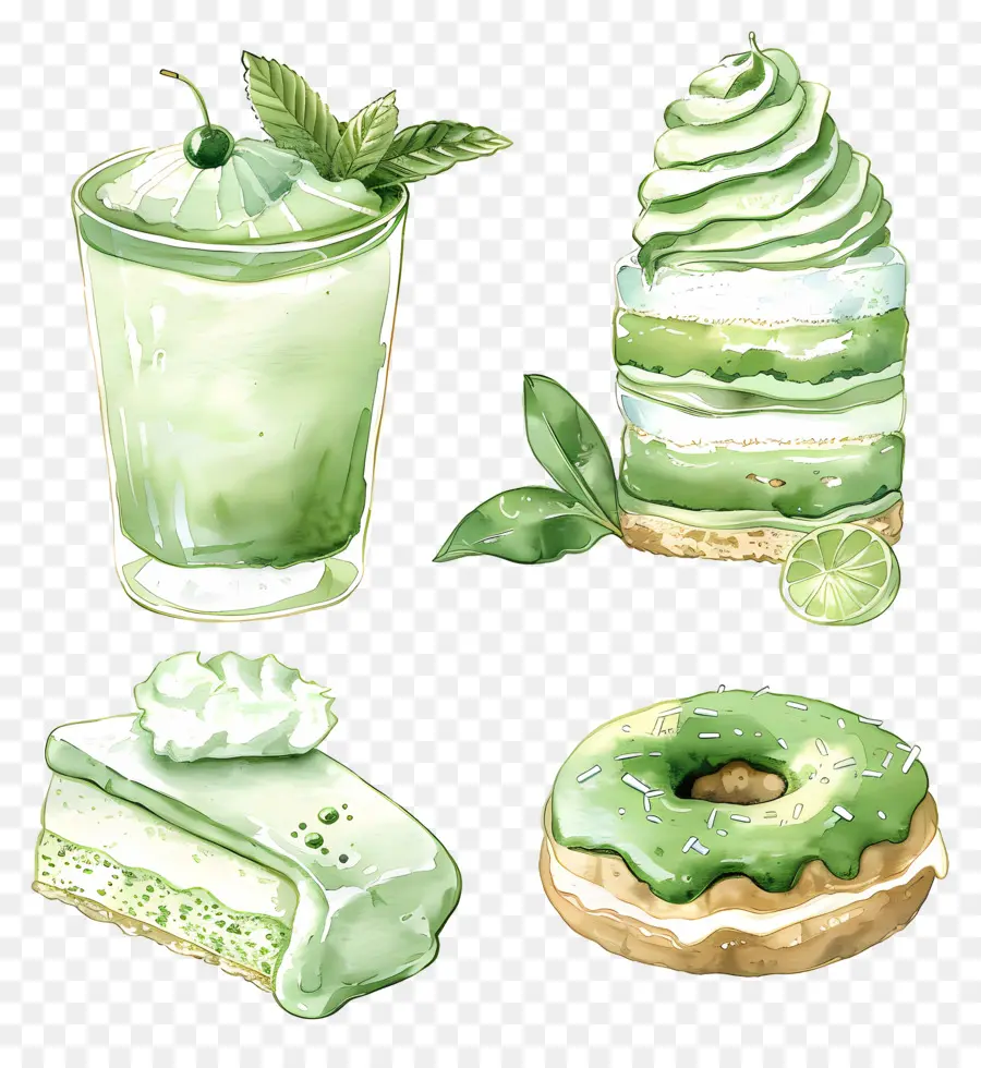 Desserts Au Matcha，Desserts Verts PNG