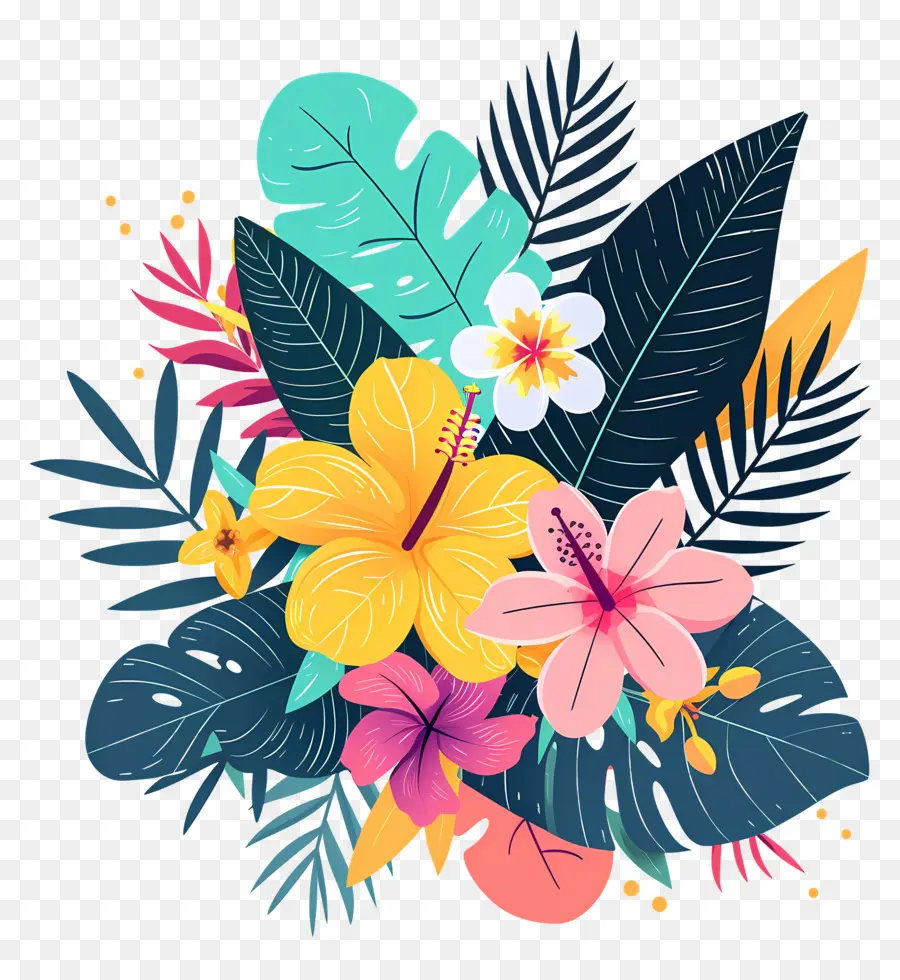 Fleurs Tropicales，Conception Florale Tropicale PNG