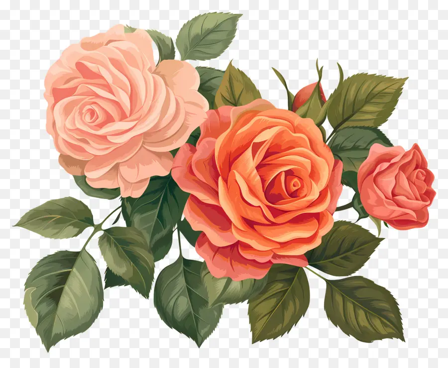 Fleur Rose，Roses Oranges PNG