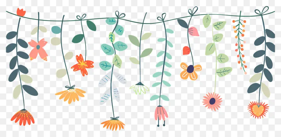 Fleurs Suspendues，Feuilles PNG