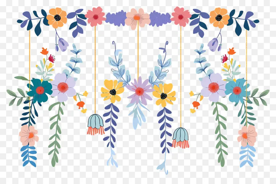 Fleurs Suspendues，Guirlande Florale Suspendue PNG