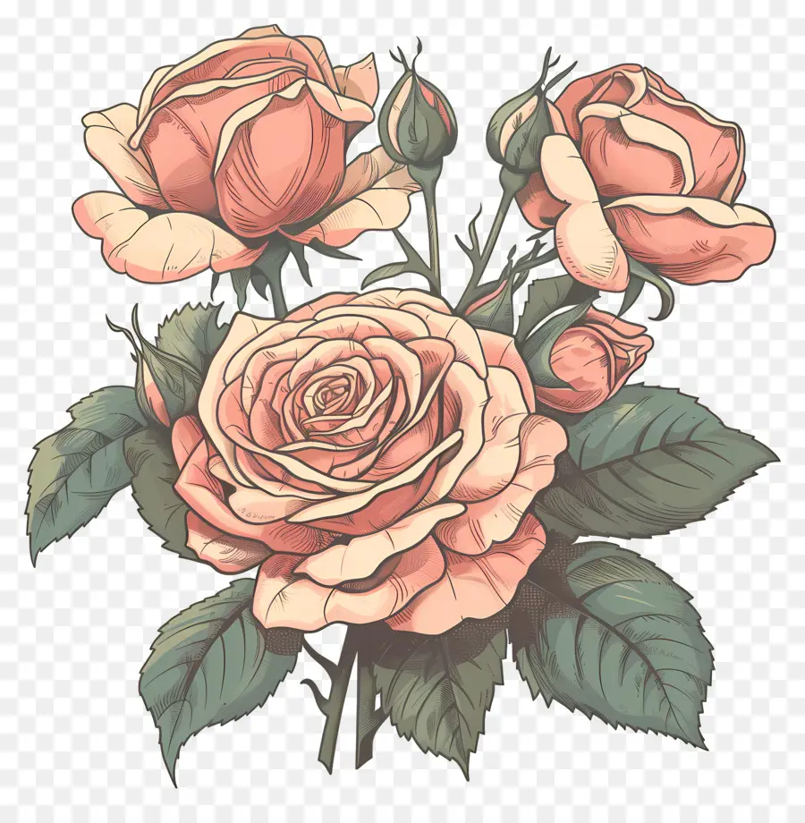 Fleur Rose，Roses Colorées PNG