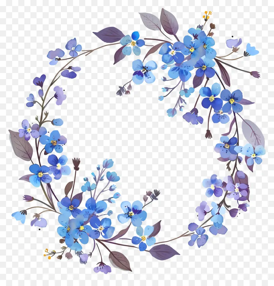 Couronne Florale Bleue，Couronne Florale PNG