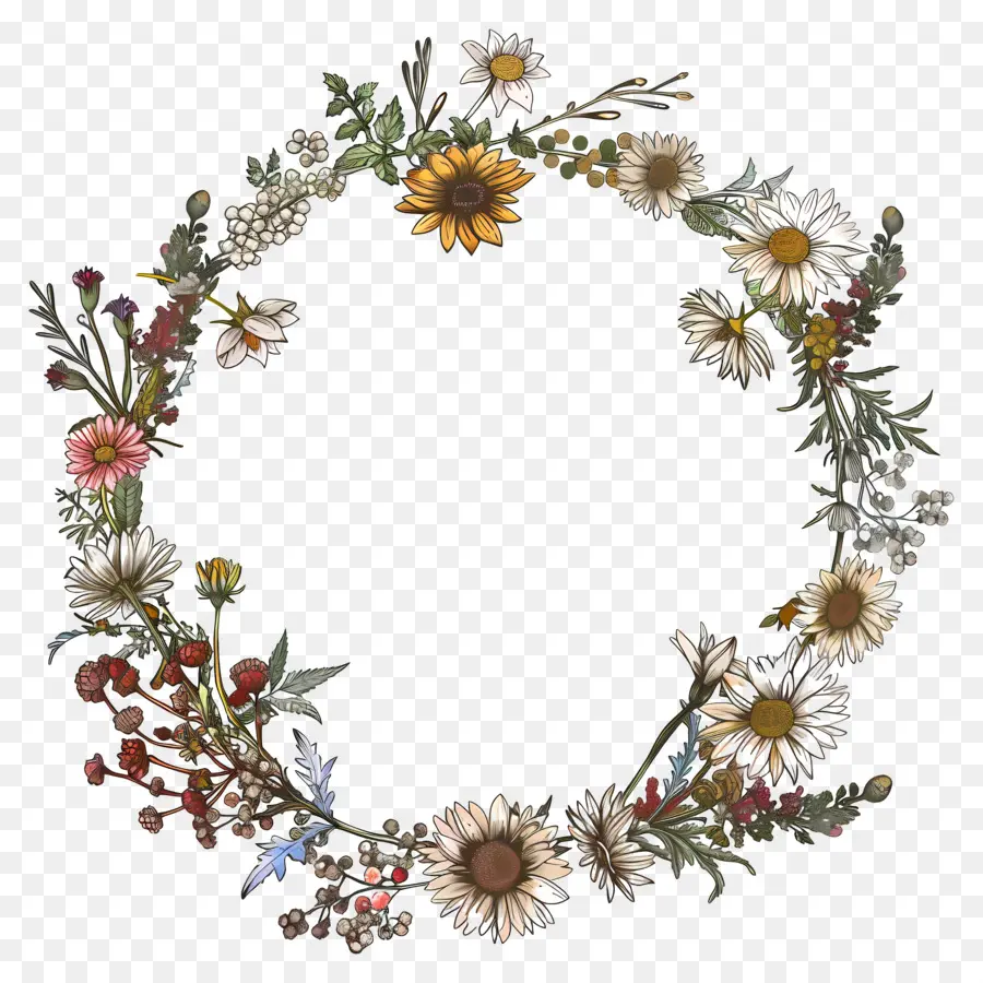 Couronne Décorative，Couronne Florale PNG