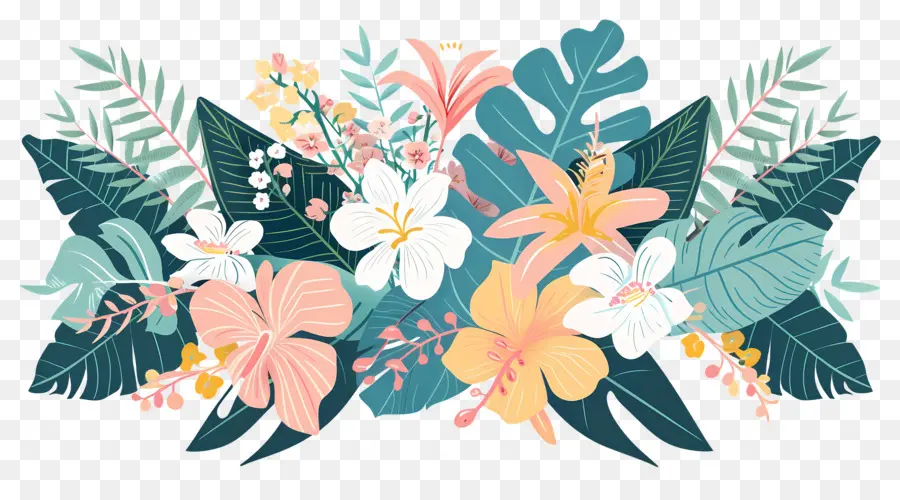 Fleurs Tropicales，Feuilles PNG