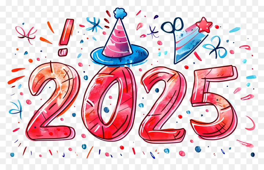 2025 Année，Rouge 2025 PNG