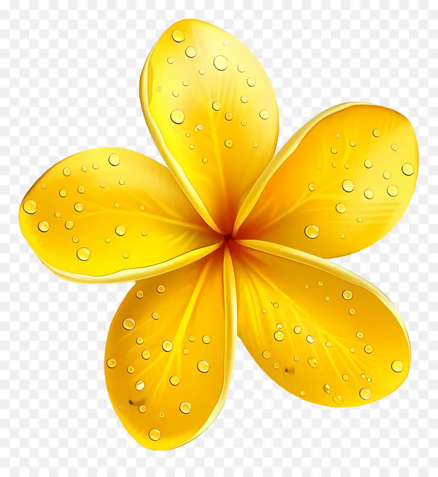 Fleur De Pluméria，Fleur Jaune Avec Des Gouttelettes D'eau PNG