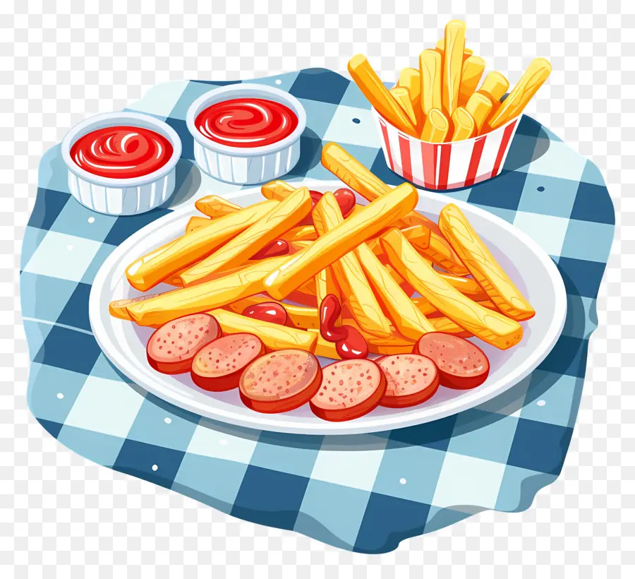 Salchipapa，Frites Et Saucisses PNG