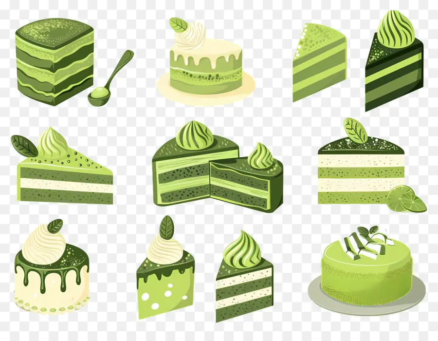 Dessert Au Matcha，Gâteaux Verts PNG