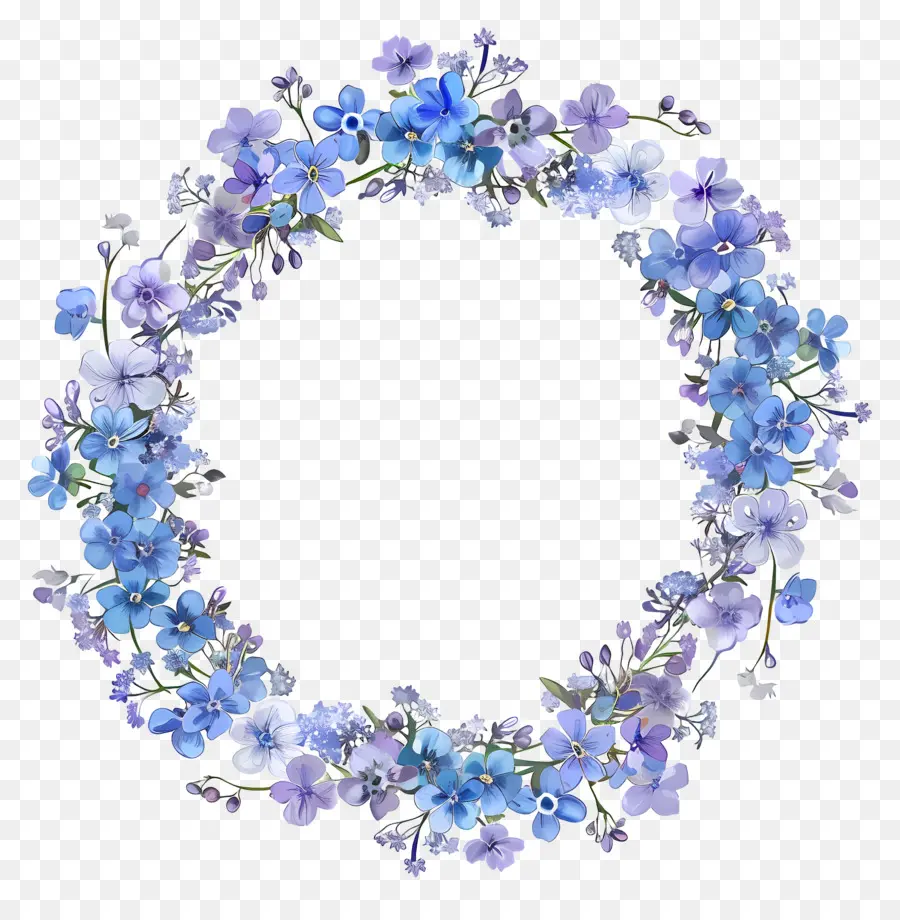 Couronne Florale Bleue，Couronne Florale PNG