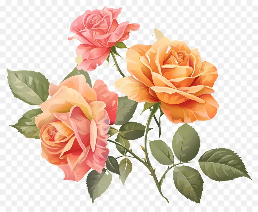 Fleur Rose，Roses Oranges PNG