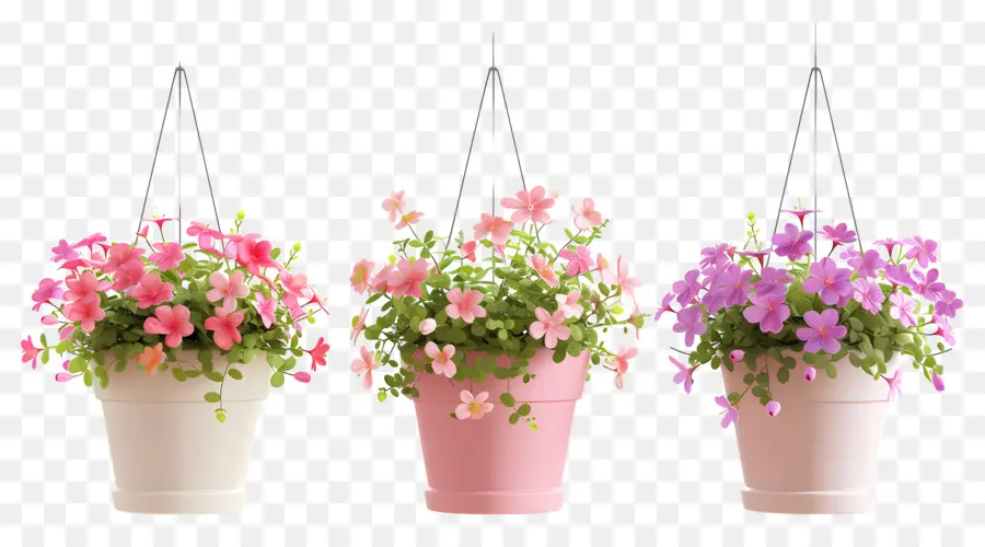 Fleurs Suspendues，Pots De Fleurs Suspendus PNG