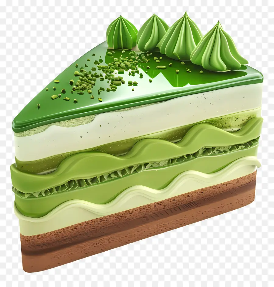 Gâteau 3d，Tranche De Gâteau Vert PNG