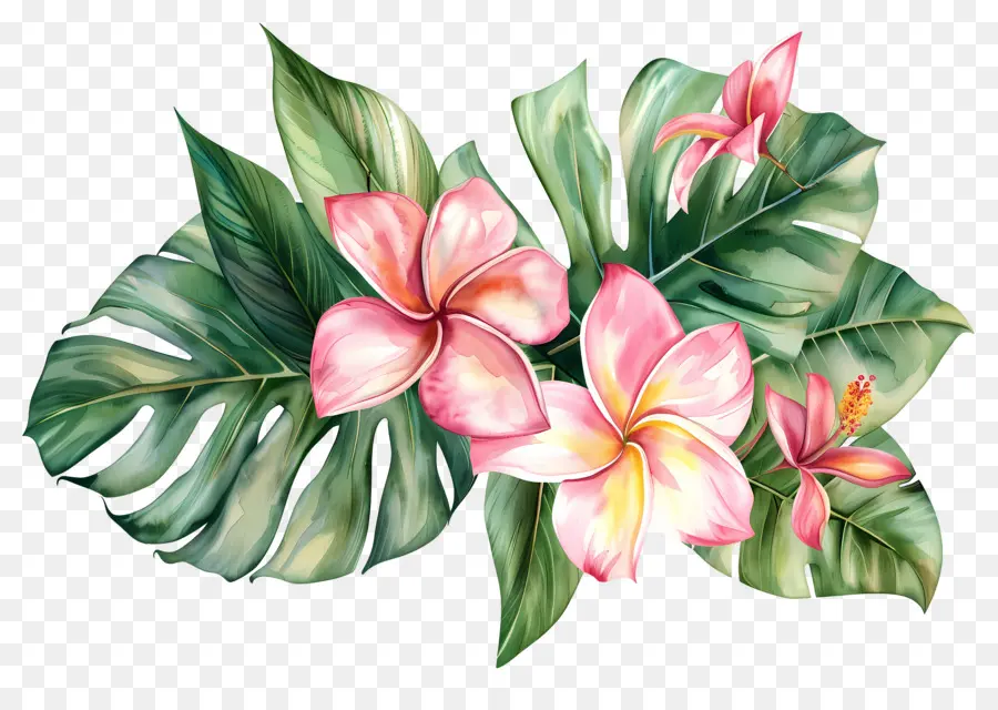 Fleurs Aquarelles，Fleurs Tropicales PNG