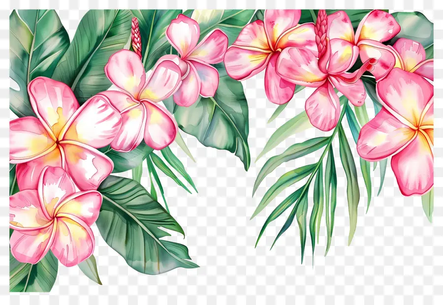 Fleurs Aquarelles，Fleurs Tropicales PNG