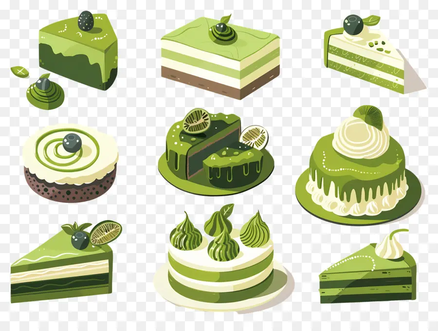 Dessert Au Matcha，Gâteaux Verts PNG