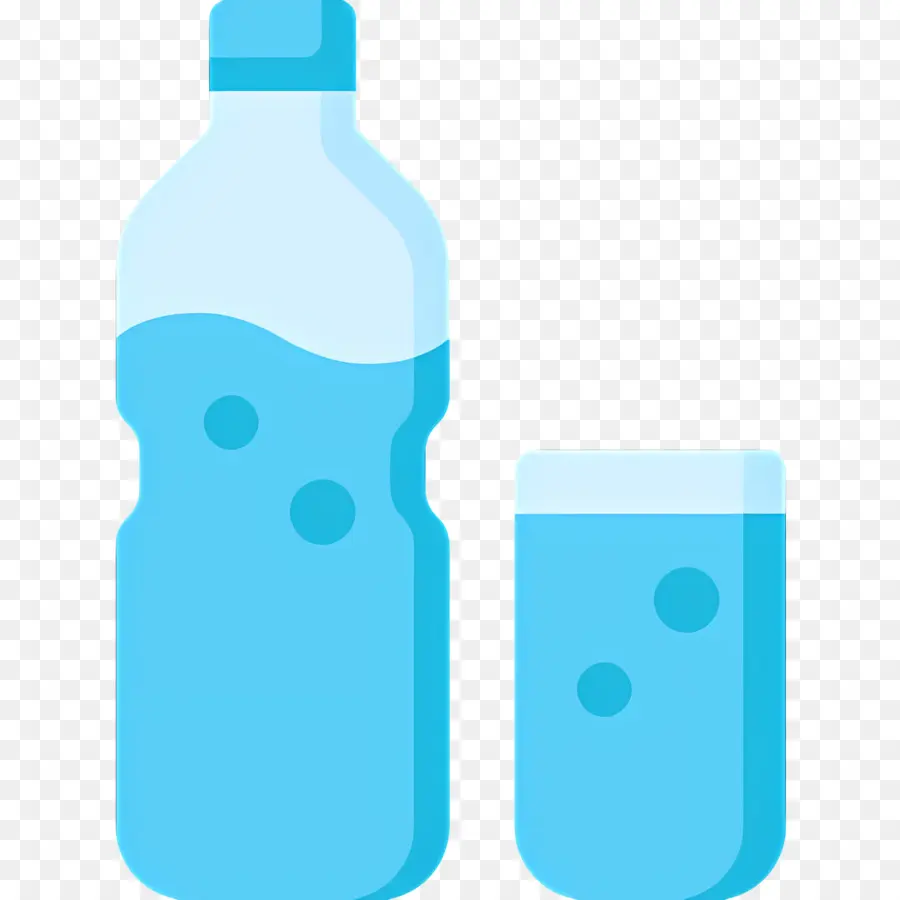 Eau Minérale，Bouteille Et Verre PNG