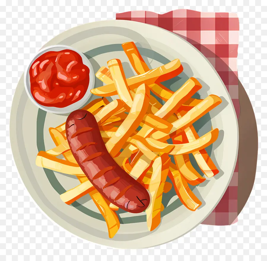 Salchipapa，Saucisses Et Frites PNG