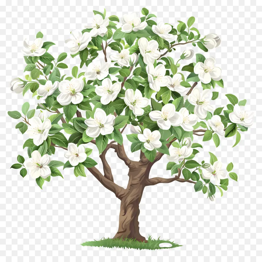 Arbre à Fleurs，Arbre à Fleurs Blanches PNG