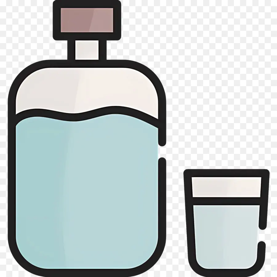 Eau Minérale，Bouteille Et Verre PNG