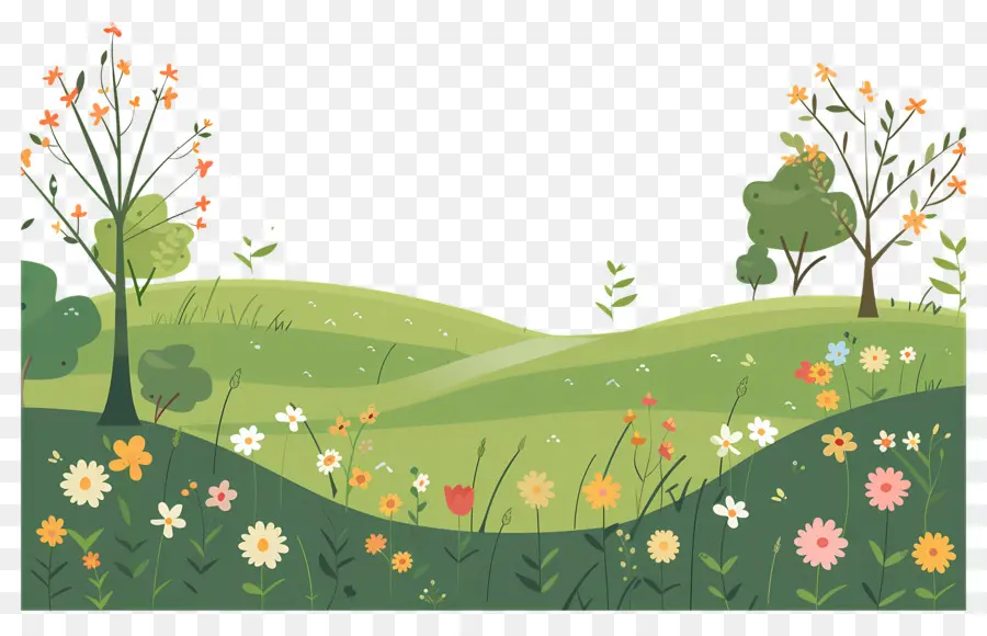 Herbe à Fleurs，Arbres PNG