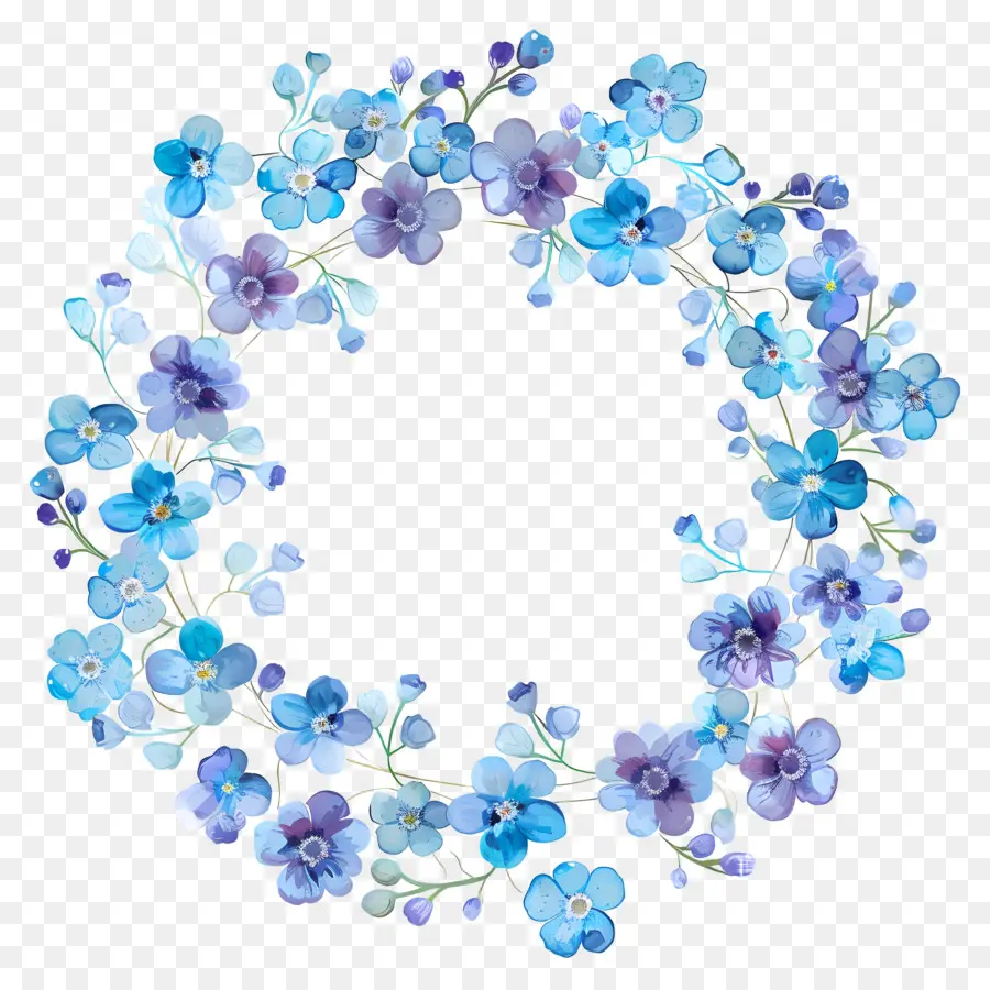 Couronne Florale Bleue，Couronne De Fleurs PNG