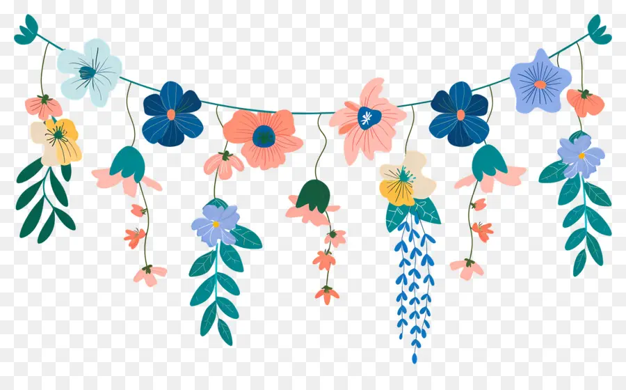 Fleurs Suspendues，Guirlande Florale Suspendue PNG