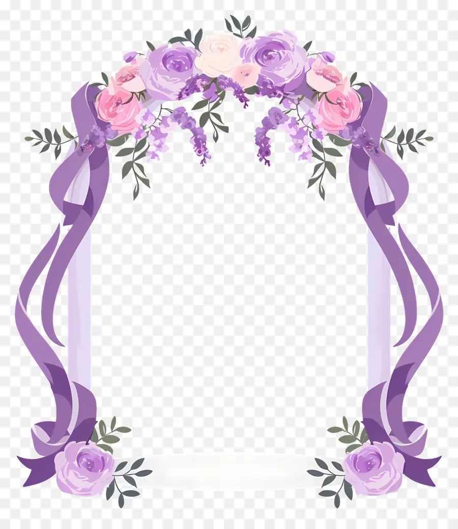 Arche De Mariage，Cadre Floral Violet PNG