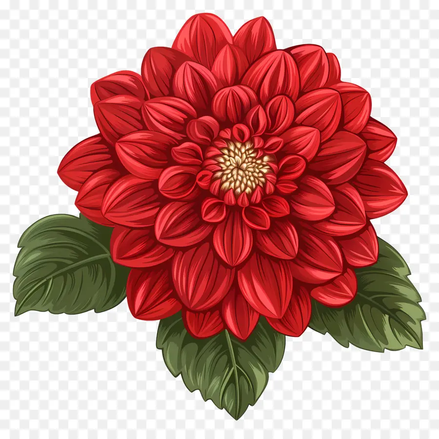 Fleur De Dahlia，Chrysanthèmes Rouges PNG