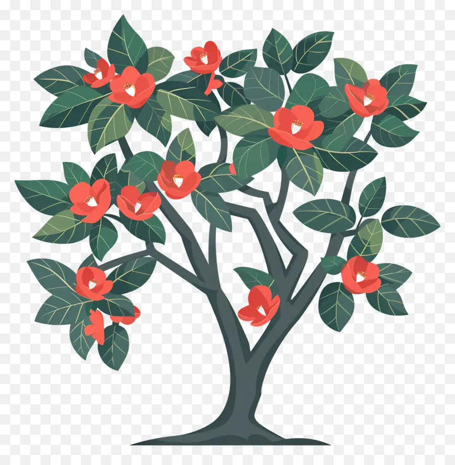 Arbre à Fleurs，Arbre à Fleurs Rouges Et Blanches PNG