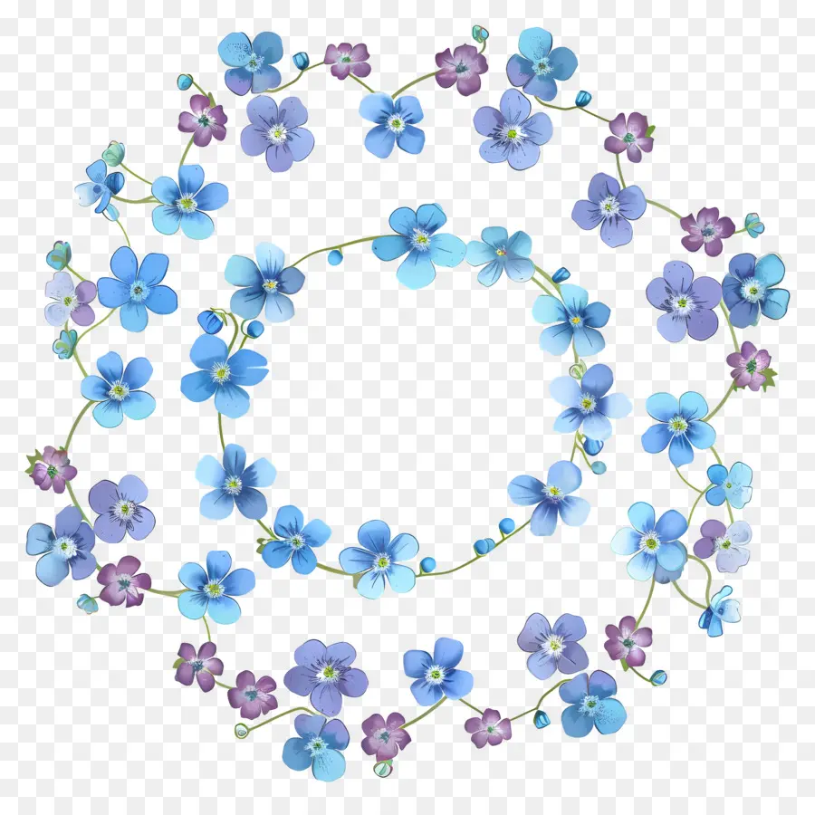 Couronne Florale Bleue，Couronne De Fleurs PNG