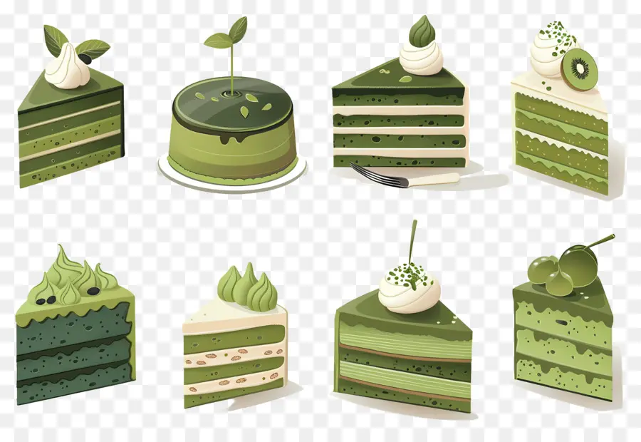 Dessert Au Matcha，Gâteaux Verts PNG