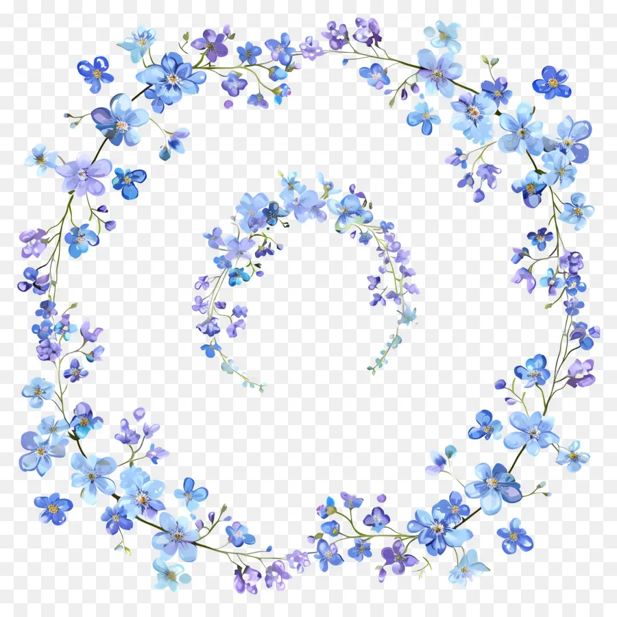 Couronne Florale Bleue，Couronne De Fleurs PNG