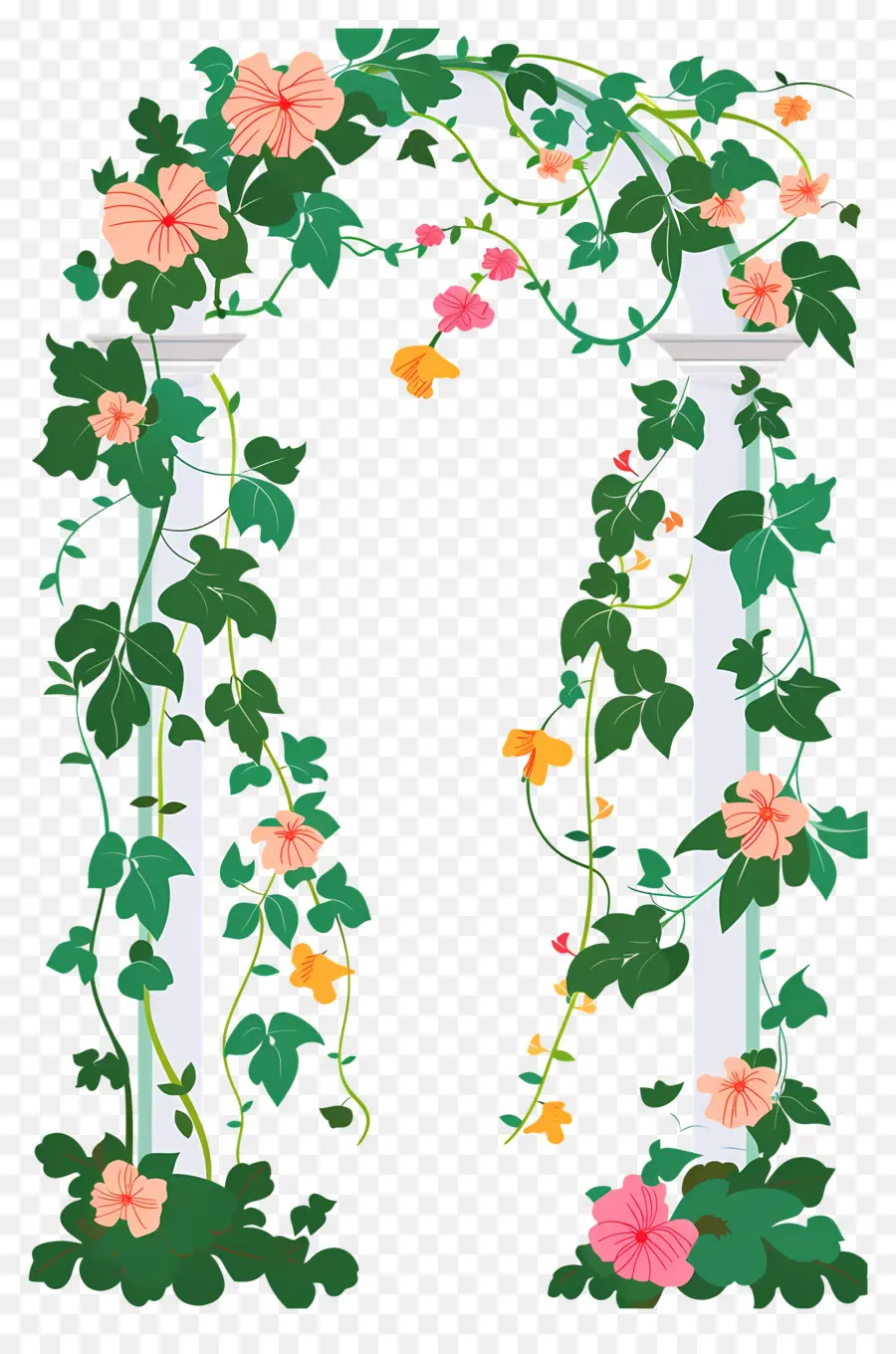 Arche Fleurie，Arche Florale Avec Fleurs Roses Et Oranges PNG