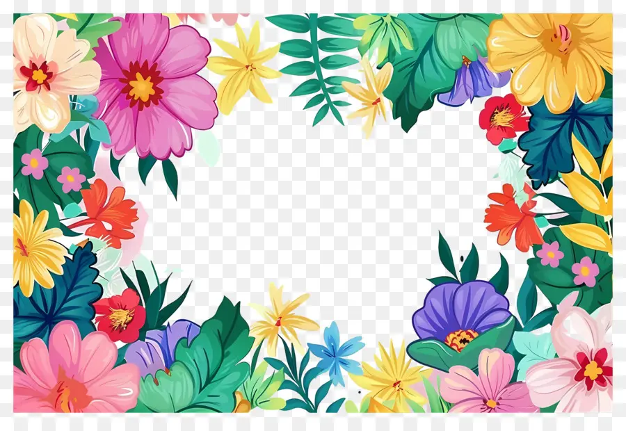 Cadre Floral，Cadre Floral Coloré PNG