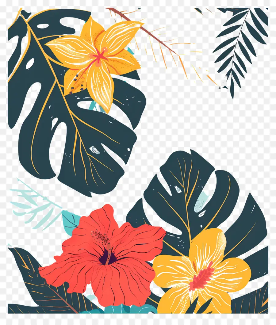 Fleurs Tropicales，Conception Florale Tropicale PNG