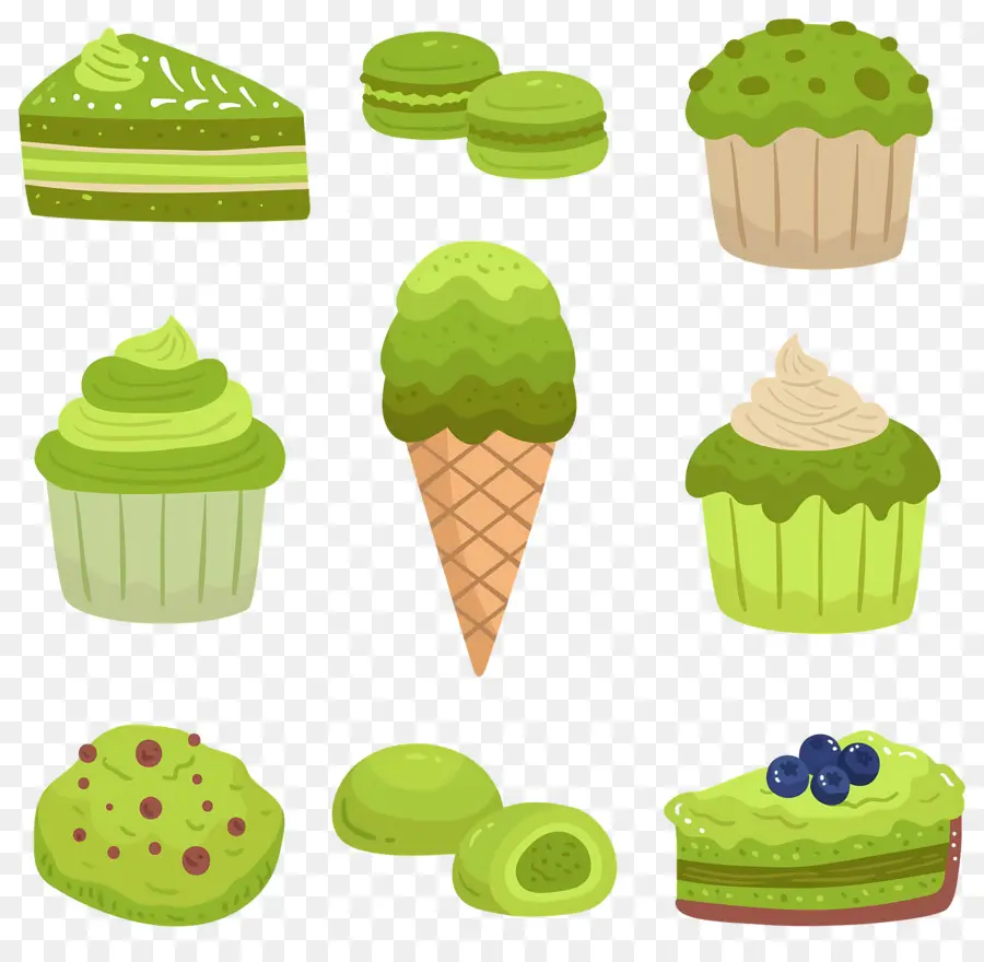 Dessert Au Matcha，Petits Gâteaux Verts PNG