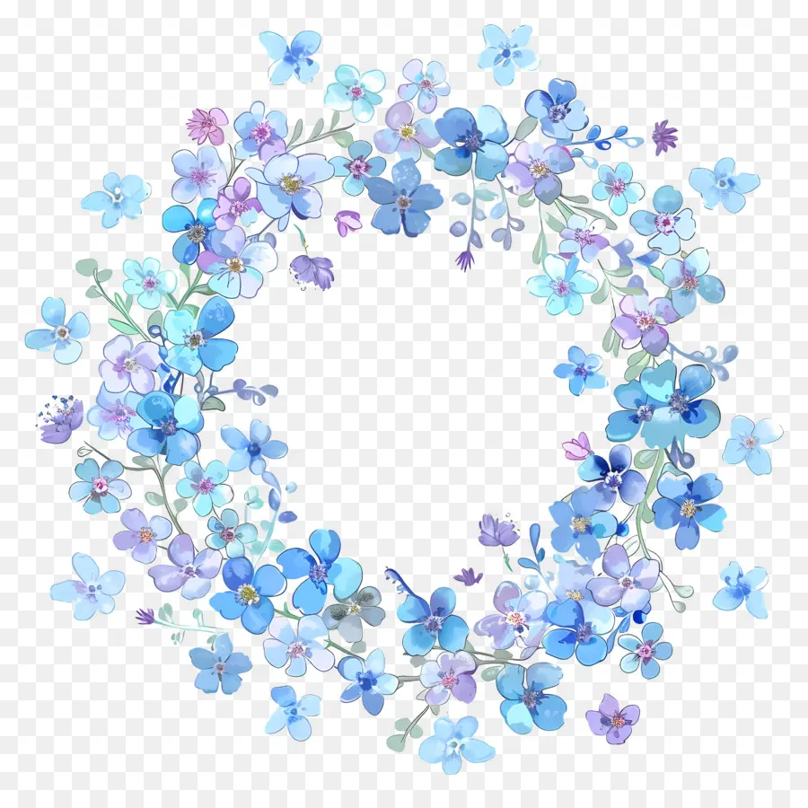 Couronne Florale Bleue，Couronne De Fleurs PNG