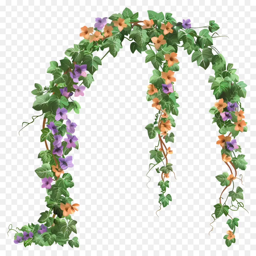 Arche Fleurie，Arche Florale Avec Fleurs Orange Et Violettes PNG